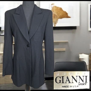 Gianni Jacket Blazer Womens 8 Black Wool Vintage Made in USA - Picture 1 of 9
