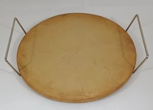 PAMPERED Chef Family Heritage PIZZA Plate K031 13" USA Stoneware w Metal Handles - Picture 1 of 5