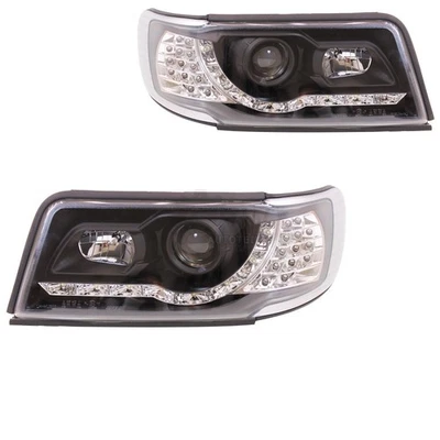 Kit De Phare Pour Audi 100 C4 Année 90-94 LED Dragon Lights Verre Clair/Noir - Photo 1/4