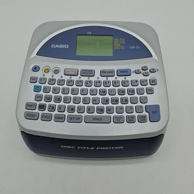 Casio CW-75 CD DVD Disc Title Printer Powers On No Ink No Cord - Image 1 of 4