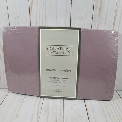 Signature от Wamsutta Twin Размер Глубокая Резинка Простыня 'Phlox' Фиолетовый ВИНТАЖНЫЙ НОВЫЙ - Изображение 1 из 4