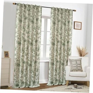 Cortina de baño 100 % apagón de lino 52" W x 102" L (paquete de 2) verde Loden - Imagen 1 de 8