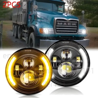 Faros LED redondos de haz alto/bajo para camiones de volteo Mack Granite CV713 2 piezas 7 pulgadas  Foto 1 de 4