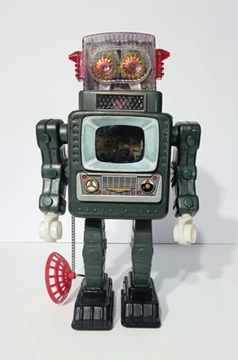 ROBOT DE TELEVISIÓN ALPS JAPÓN ESTAÑO A BATERÍA FUNCIONA EXCELENTE ESPACIO TV JUGUETE Foto 1 de 4