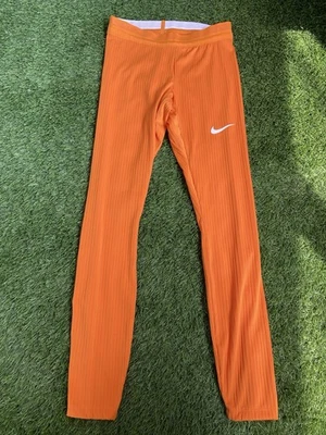 Nike Pro Elite Team Running Long Tights Made in USA Mens Med Orange DA3061-873 - Image 1 of 4