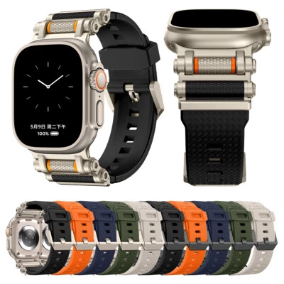 Silicone Band Metal Connector For Apple Watch Ultra 2/ Ultra/10/9/8/7/6/SE/5/4 - Image 1 of 4