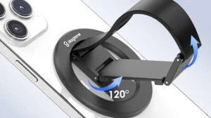 Black Magnetic Phone Grip And Stand With Finger Strap 3 In 1 Metal Phone Holder - Photo 1 sur 23