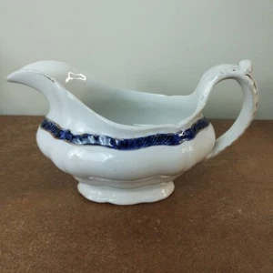 Antique Edwardian, Booths Gravy or Sauce Boat With Cobalt Blue - Picture 1 of 10