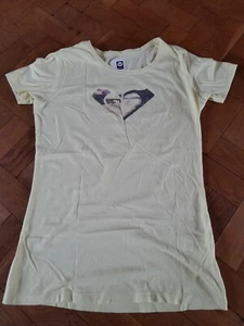 Womens ROXY Beach Y2K yellow Short Sleeved Vintage T Shirt Size XL surf ex cond - Picture 1 of 3