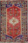VINTAGE QASHQAI RUG, HAND MADE PERSIAN WOOL RED CARPET (5FT X 3FT)