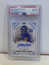 2022 ONYX Vintage College WILL LEVIS On-Card AUTO RC Rookie BLUE PSA 10 POP 1