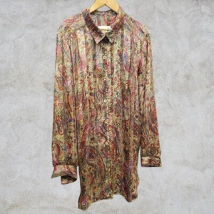 VTG EGO Blouse Womens 40 20W Multicolor Top Abastract Art Sheer 90s Made in USA - Picture 1 of 7