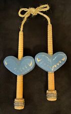 Primitive Spindle Heart Folk Wall Art Rustic Wooden Decor Hanging Handmade 12 in