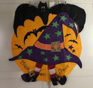 Halloween Flag TRICK OR TREAT Bats w/Pumpkin & Witch 36” x 38” Nylon Brand New - Picture 1 of 1