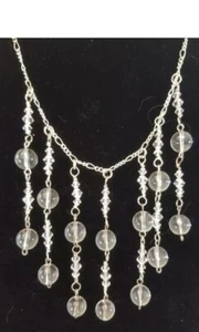 Handmade Quartz and Preciosa Fringe Necklace 1920s style SP Figaro Chain - Picture 1 of 6