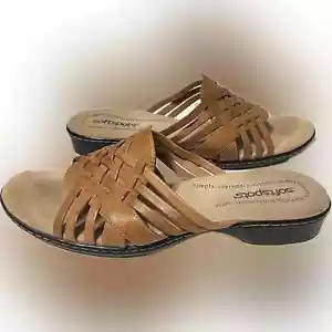 Softspots Comfort Hadley Light Tan Leather Huarache Slip-on Sandal Size 9N - Picture 1 of 5