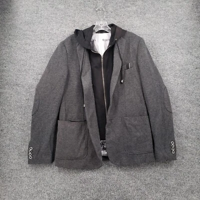 Projek Raw Jacket Mens M Medium Gray Heathered Button Front Lined Hooded Jacket - Image 1 of 4