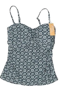 Camiseta Tankini Kona Sol, Azul, Frente Torcido Floral Bandeau (Pequeña) B - Imagen 1 de 5