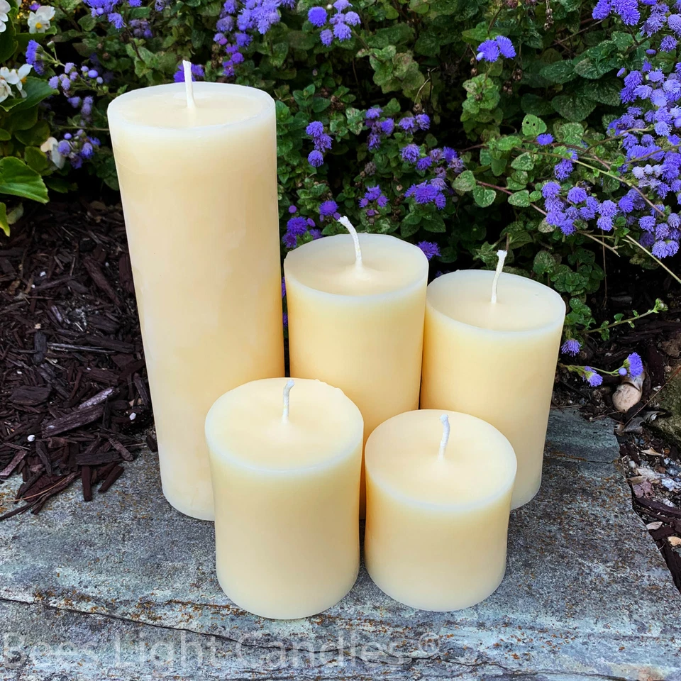 🐝 White Beeswax Pillar Candles 100% Natural Honey Bees Wax USA Unscented Pure - Image 1 of 3