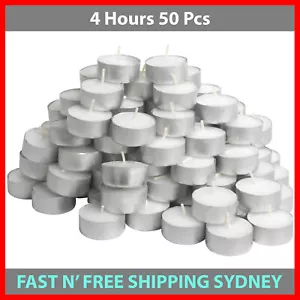 Tea Light Candles 4 Hour 50pcs Bulk Tealight Candle Tea Lights Tealights White - Picture 1 of 9
