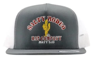 Sombrero de Rodeo Salty Sonora Gris Blanco Malla Snapback Trucker OSFA - Imagen 1 de 2