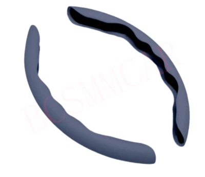 2Pcs Car Steering Wheel Booster Cover Non-Slip Interior Accessories Leather Gray - Image 1 of 4