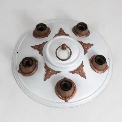 Vintage Art Deco 5-Light 14" Diameter Iron Flush Mount - Image 1 of 4