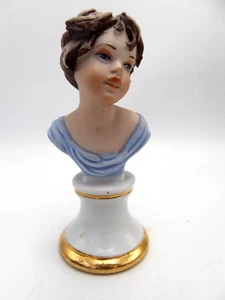 VINTAGE CAPODIMONTE CONTINENTAL BISQUE PORCELAIN BUST OF GIRL LADY - Picture 1 of 9