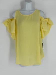 Top da donna nuovo con etichette By Yellow Peek-A-Boo maniche corte a spalla fredda taglia large - Foto 1 di 7