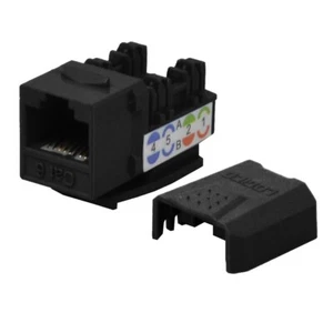100 Pack Cat6 Keystone Ethernet Jack Punch Down 45 Degree Black 110 8P8C RJ45 - Picture 1 of 3