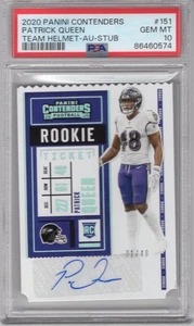 PATRICK QUEEN 2020 PANINI CONTENDERS ROOKIE TICKET DIE-CUT RC AUTO #21/48 PSA 10 - Picture 1 of 2