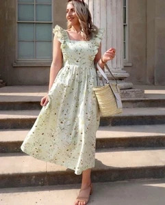 H&M Wildflower Meadow Collection Maxikleid XXL Rüschen Grün RAR Blogger Favorit - Bild 1 von 17