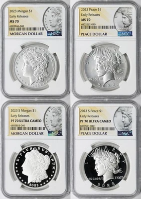 2023 $1 Morgan & Peace Dollar NGC MS70 & PF70UCAM Early Releases - Image 1 of 4