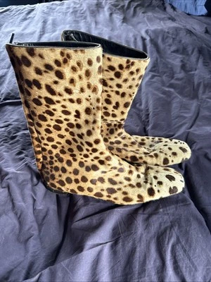 Винтажный Rochas леопард пони ботинки 40,5 - Изображение 1 из 4