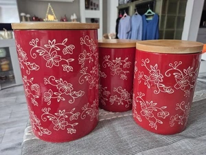 TEMPTATIONS Aufbewahrungsbehälter/3er Set Rot Von Qvc... Porzellan/Keramik  - Bild 1 von 9