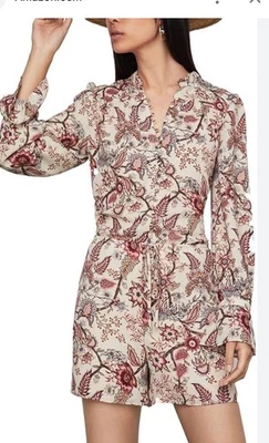 Pantalones Cortos BCBG MAXAZRIA TALLA M Poeta Desnudo Otoño Estampado Gasa ROMPER Foto 1 de 4