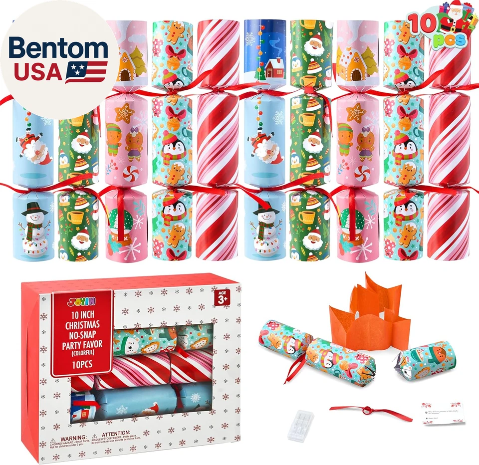 Pacote com 10 Favor de Festa de Natal Sem Encaixe, Favor de Mesa de Natal Inclui Chapéu de Festa, Piada - Imagem 1 de 4