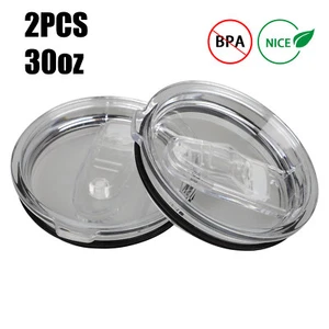 2 Pcs 30 oz Splash Spill Proof Slider Lid Cover Set for YETI Rambler Tumbler Cup - Picture 1 of 8