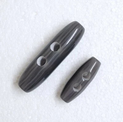 Bullet Toggle Button 30mm 50mm 2 Hole Grey Duffle Pea Coat Bag Sewing Art Craft - Image 1 of 4
