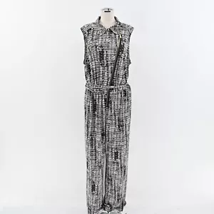 CALVIN KLEIN Jumpsuit Womens Size XXL Sleeveless Wide Leg Printed Stretch Zip - Picture 1 of 15