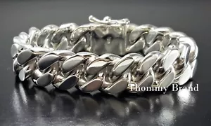 Bracciale Pesante In Argento Sterlingo 925 Cubano Curb Link Da 15mm 99g - Foto 1 di 9