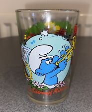 Smurf Retro Glass 1996 Le Schtroumpf Musician Trumpet Playing Tumbler Peyer