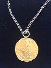 Aureus Of Galba Coin Wc23 Gold  Made In Pewter On 20" Silver Plated Necklace