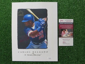 CARLOS DELGADO SIGNED TORONTO BLUE JAYS 8.5x11 SP Authentic CARD PHOTO JSA COA - Picture 1 of 4