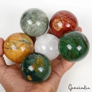 1.2 Kg/6 Pcs Natural Multi Color Crystal Healing Mineral Sphere Multi Huge Gems - Picture 1 of 7