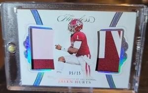 2020 Flawless Jalen Hurts 5/15 RC Dual Player Worn 2 Color Patches- SOONERS - Picture 1 of 2