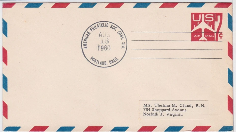 TurtlesTradingPost -  Airmail 7 Cent Jet  1960 #UC34 Unofficial First Day Cancel - Image 1 of 1