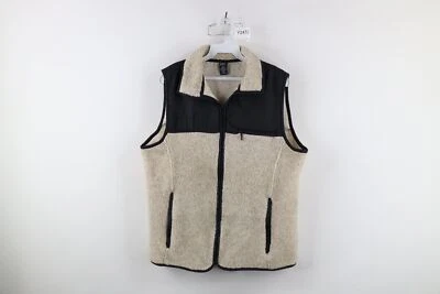 Vintage Gap Mens XL Distressed Color Block Deep Pile Fleece Full Zip Vest Jacket - Image 1 of 4