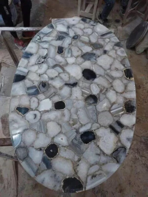 Mix Agate Counter Table Top, Handmade Dining Table, Sofa Center , Console Table - Image 1 of 4