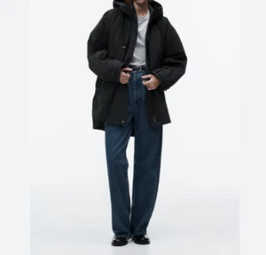 NWT Zara Womens Black Oversized Parka Jacket Coat Asymmetric US M 0518/041 - Picture 1 of 17